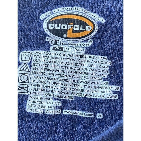 Duofold Wool Blend RN15763 Thermal Shirt Sz XL Blue - Picture 5 of 7